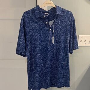 Men's Blue Patterned Polo Shirt